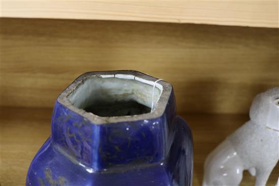 A Chinese blue ground vase, 18th/19th century height 24.5cm